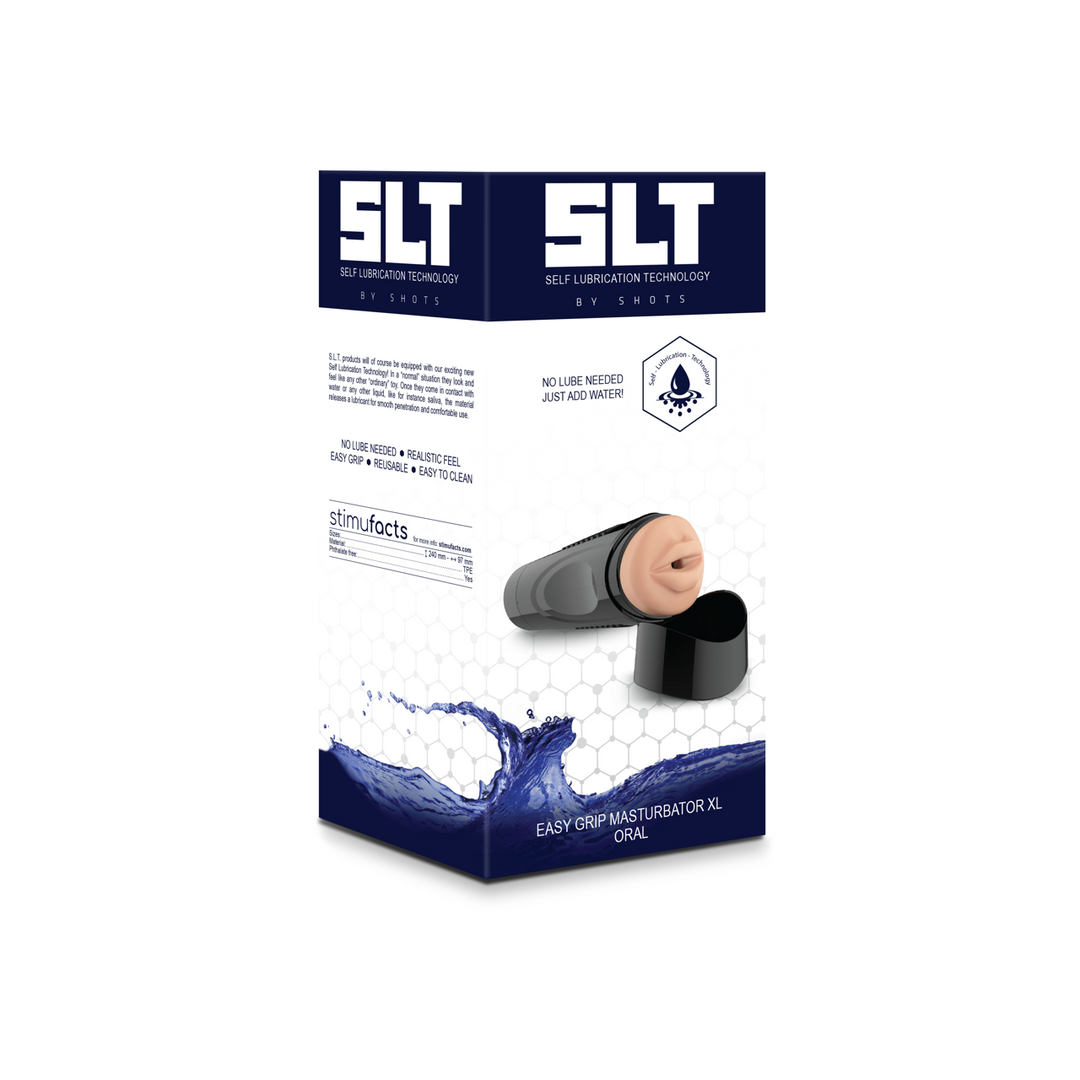 Masturbator selbstschmierend mit Griff XL Oral Hautfarbe 24 x Ø 10 cm