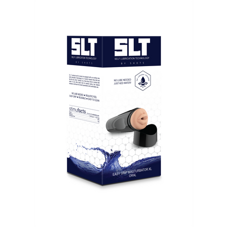 Masturbator selbstschmierend mit Griff XL Oral Hautfarbe 24 x Ø 10 cm