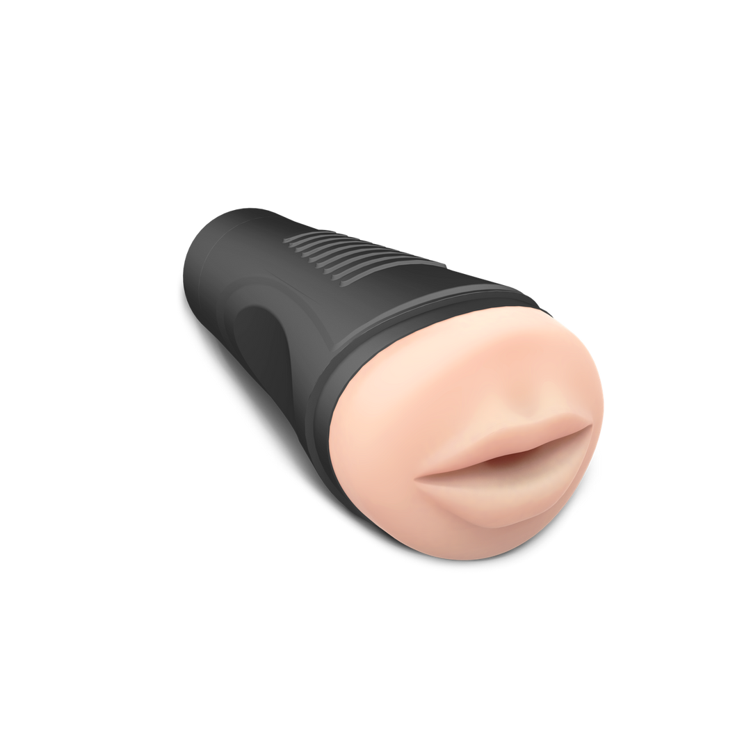 Masturbator selbstschmierend mit Griff XL Oral Hautfarbe 24 x Ø 10 cm