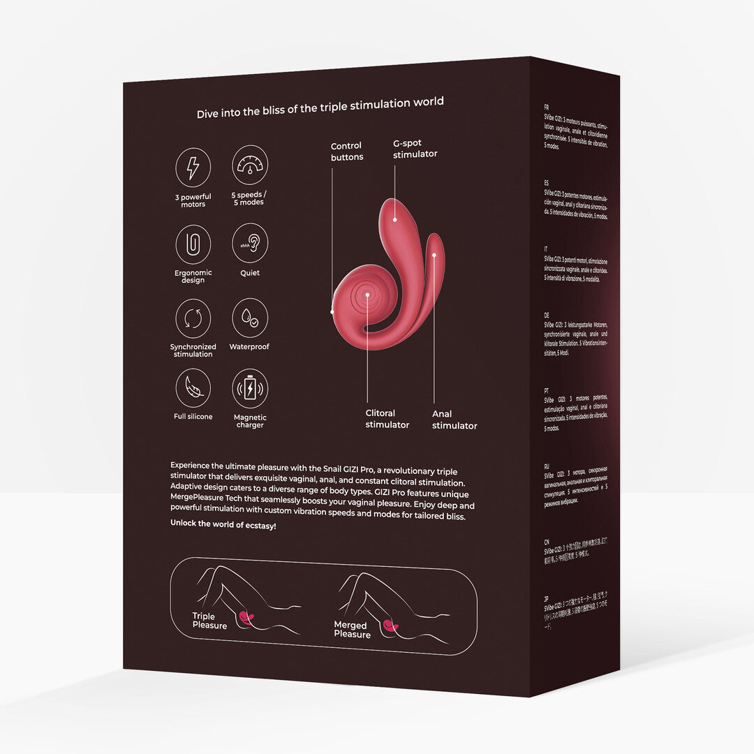 Rabbit-Vibrator Gizi Pro Dreifachstimulator Rot 12 x Ø 3,5 cm