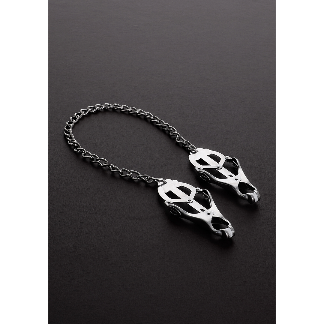 Nippelklemmen Clover mit Kette Silber 50 cm