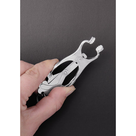 Nippelklemmen Clover mit Ring Silber 10,5 cm