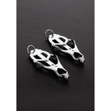 Nippelklemmen Clover mit Ring Silber 10,5 cm
