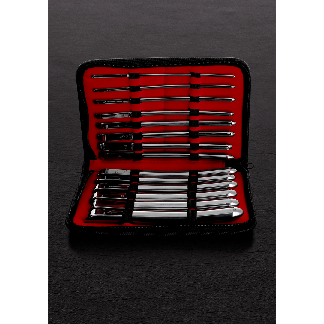 Harnröhrensonden-Set einseitig 14-teilig Silber 22,8 cm