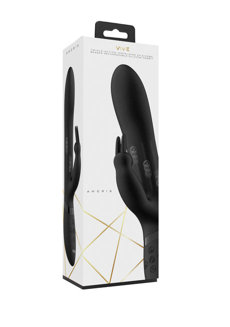 Rabbit-Vibrator Vive Amoris Rotierende Perlen Schwarz 23 x 3,5 cm – Ansicht 2