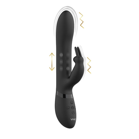 Rabbit-Vibrator Vive Amoris Rotierende Perlen Schwarz 23 x 3,5 cm
