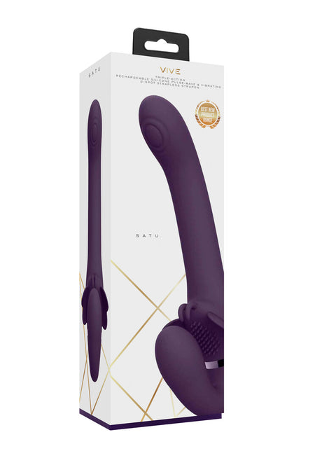 Strap-on Vive Satu Strapless mit Pulswelle Lila 23 x 3,2 cm – Ansicht 2