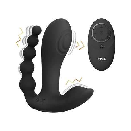 Rabbit-Vibrator Vive Kata Doppelpenetration Pulswelle Schwarz 12 x 3,3 cm