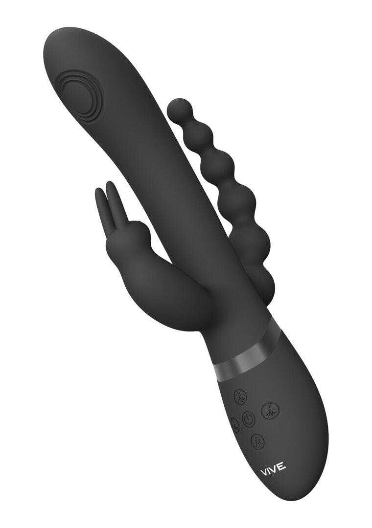 Rabbit-Vibrator Vive Rini Doppelpenetration Pulswelle Schwarz 22,3 x 4,3 cm – Ansicht 4