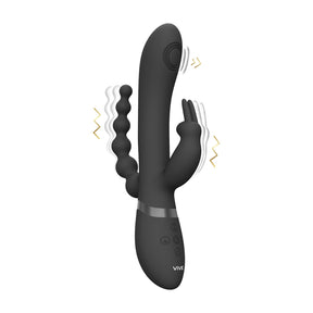 Rabbit-Vibrator Vive Rini Doppelpenetration Pulswelle Schwarz 22,3 x 4,3 cm