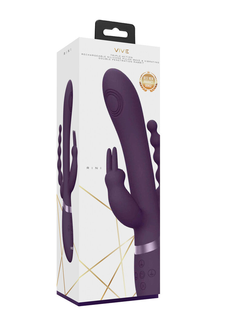 Rabbit-Vibrator Vive Rini Doppelpenetration Pulswelle Lila 22,3 x 4,3 cm – Ansicht 2