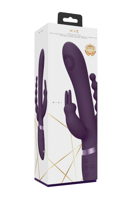 Rabbit-Vibrator Vive Rini Doppelpenetration Pulswelle Lila 22,3 x 4,3 cm – Ansicht 2