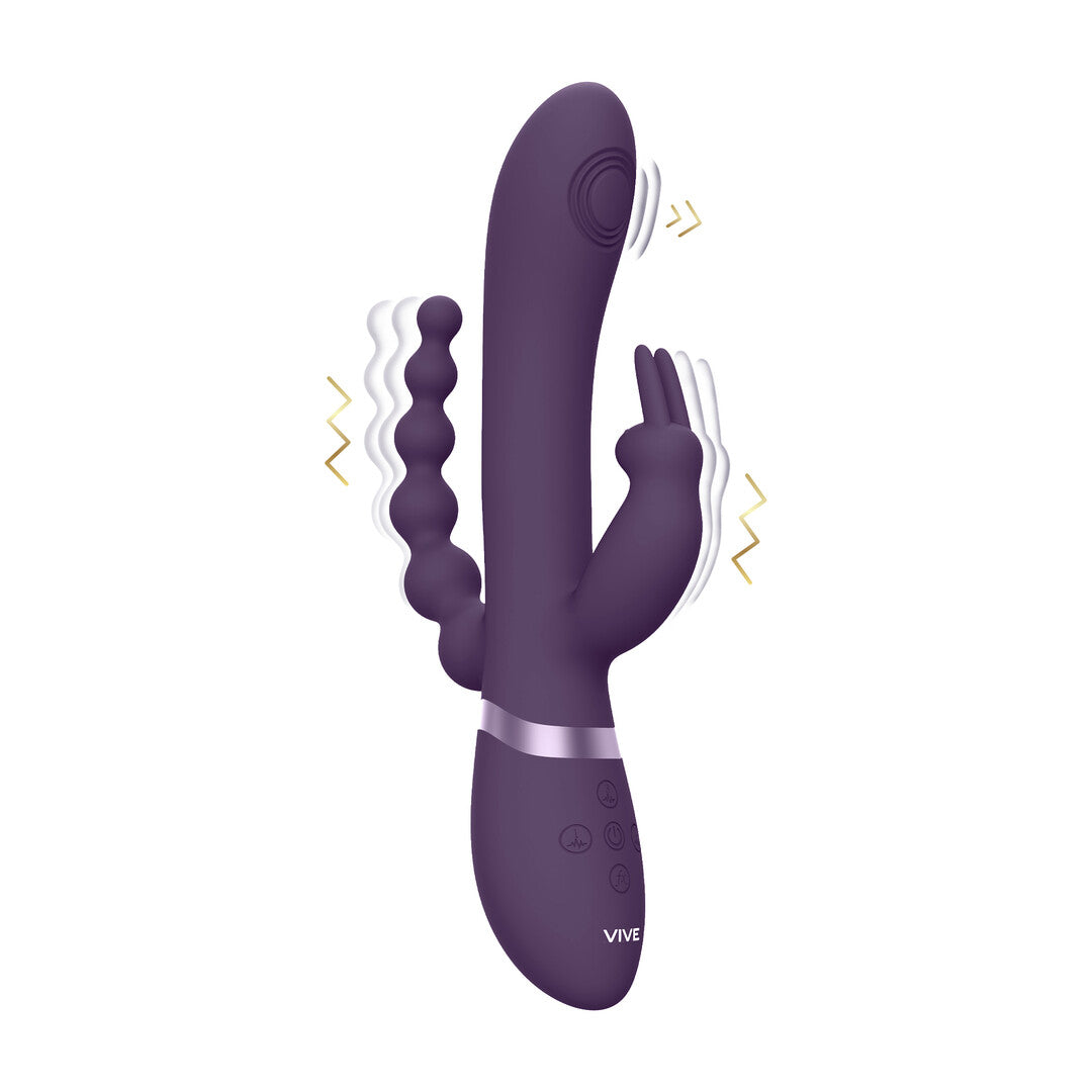 Rabbit-Vibrator Vive Rini Doppelpenetration Pulswelle Lila 22,3 x 4,3 cm