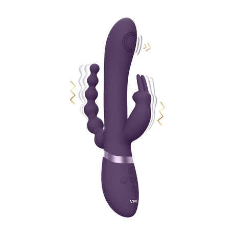 Rabbit-Vibrator Vive Rini Doppelpenetration Pulswelle Lila 22,3 x 4,3 cm
