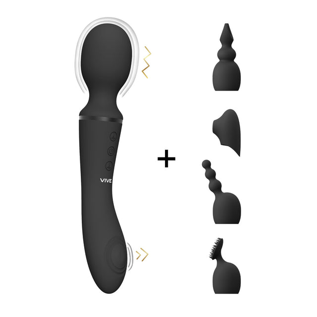 Massagestab Vive Nami Pulswelle Doppelseitig Schwarz 21,8 x 3,3 cm