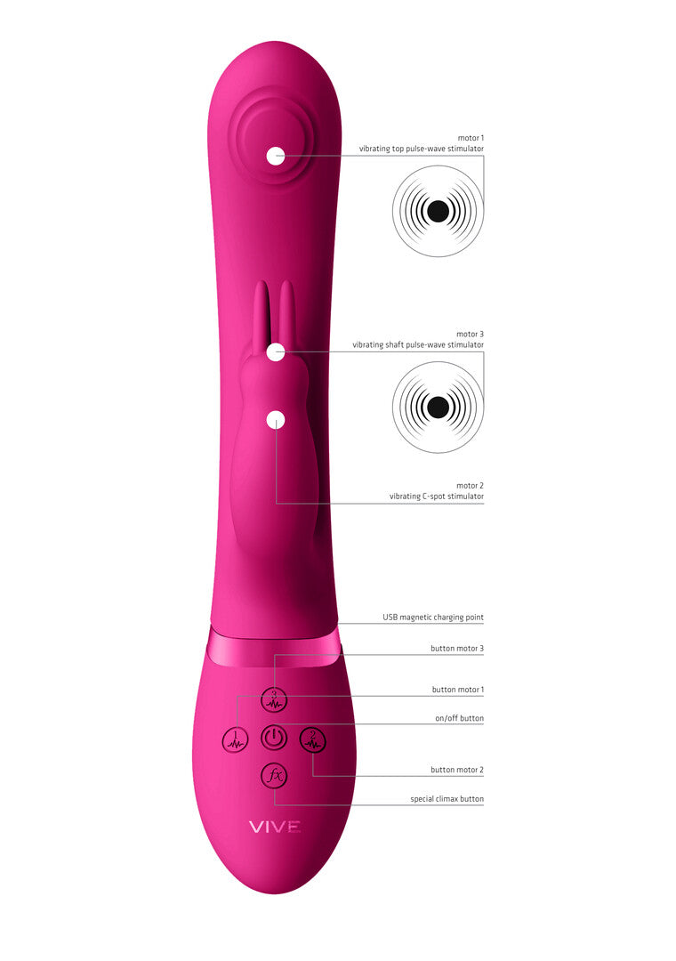 Rabbit-Vibrator Vive Mai Doppelte Pulswelle Pink 22 x 3,2 cm – Ansicht 5