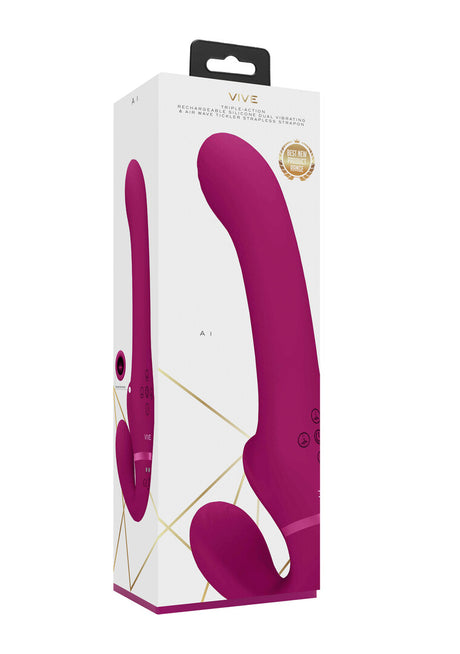 Strap-on Vive Ai Strapless mit Luftwellen Pink 23,5 x 3,6 cm – Ansicht 2