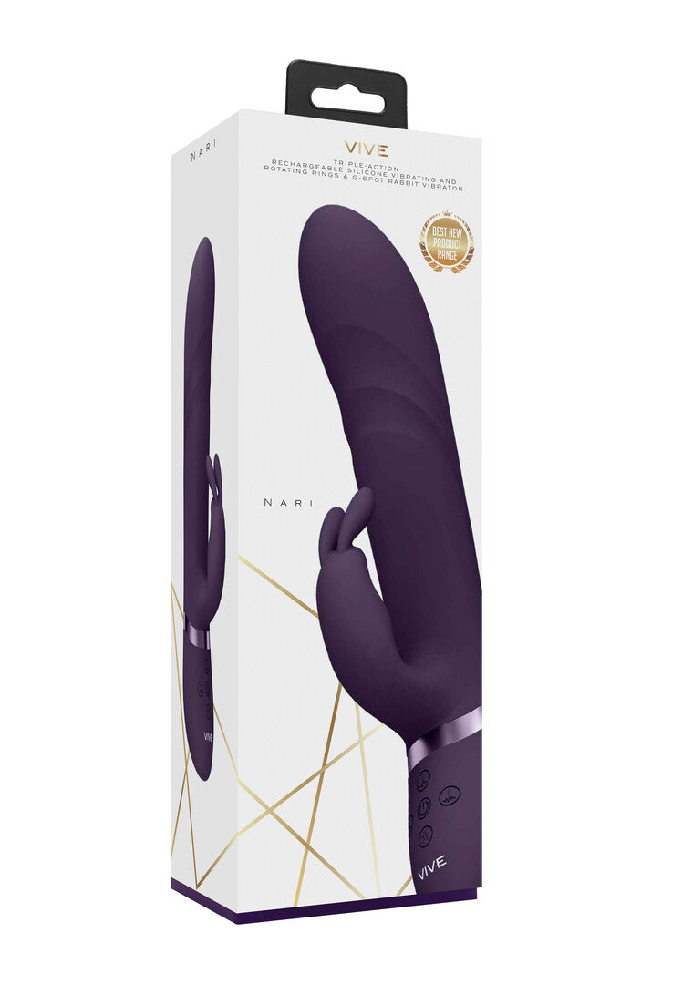 Rabbit-Vibrator Vive Nari mit rotierenden Perlen Lila 24,1 x 3,8 cm – Ansicht 2