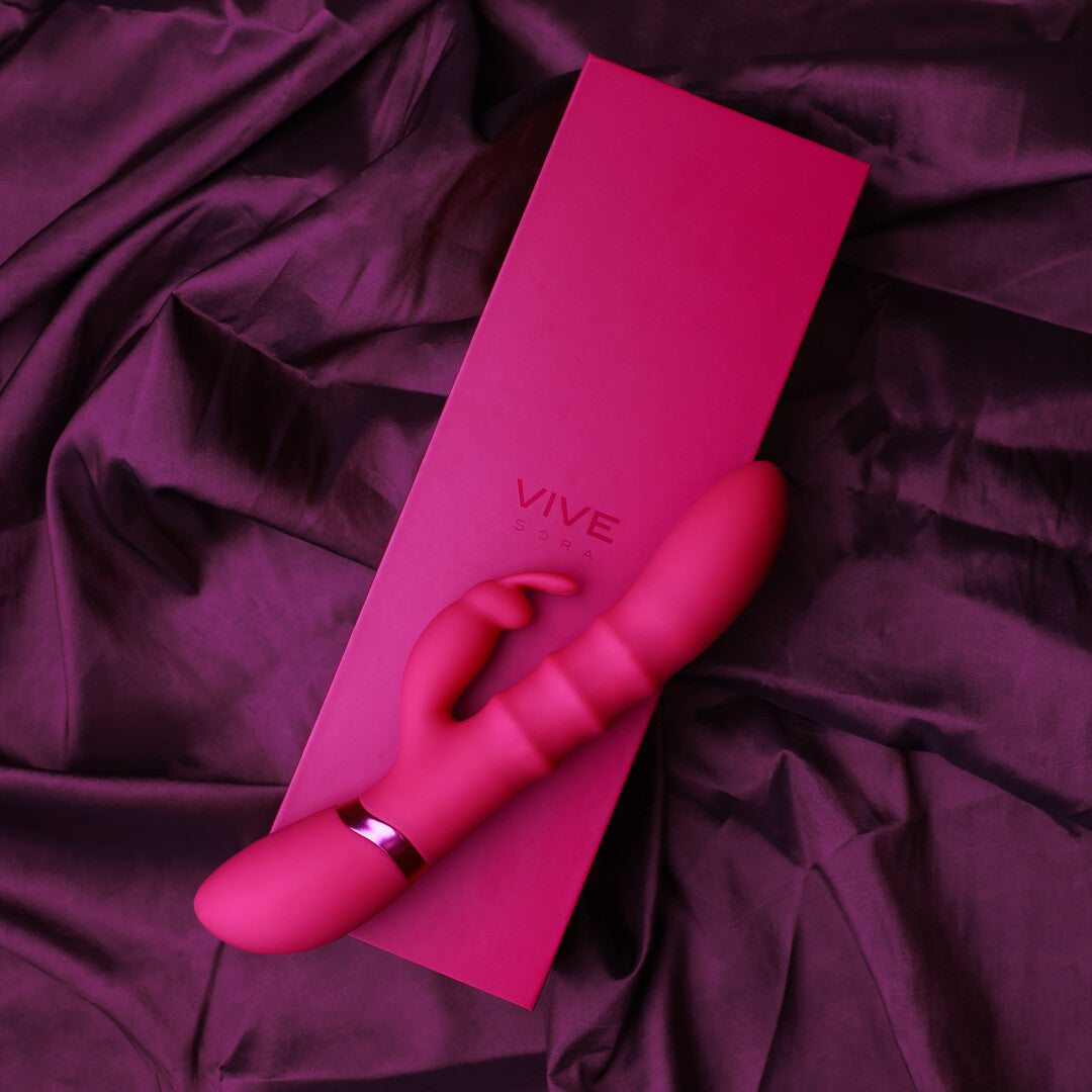 Rabbit-Vibrator Vive Sora mit laufenden Ringen Pink 24,2 x 3,4 cm – Ansicht 5