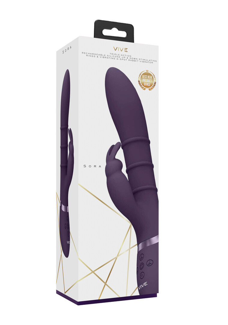 Rabbit-Vibrator Vive Sora mit laufenden Ringen Lila 24,2 x 3,4 cm – Ansicht 2