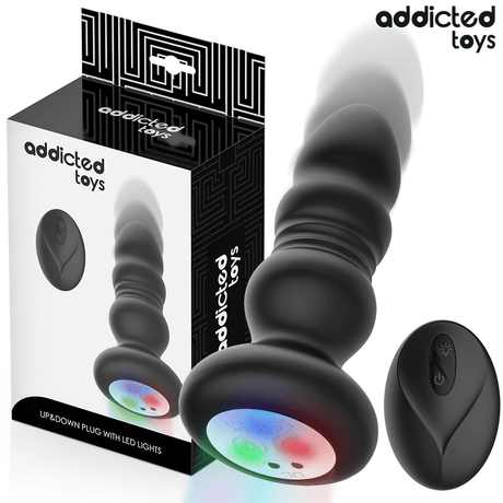 Addicted Toys – Rotierender Vibrierender Analplug mit LED-Licht und Fernbedienung