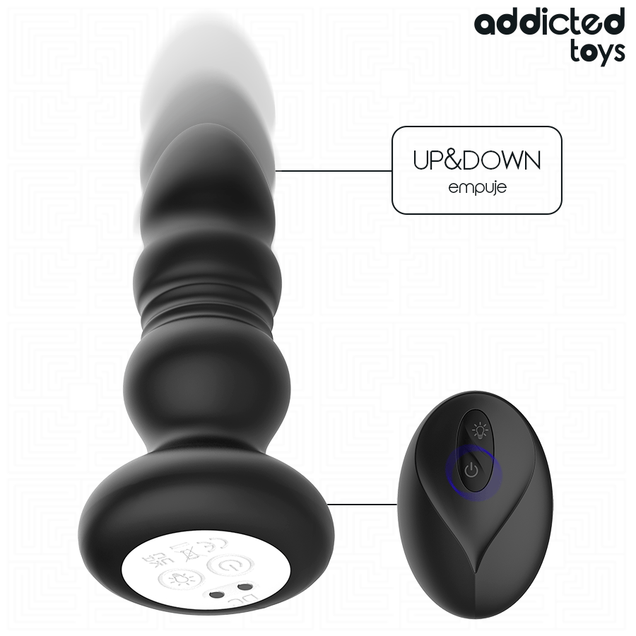 Addicted Toys – Rotierender Vibrierender Analplug mit LED-Licht und Fernbedienung