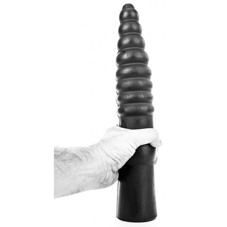 All Black Ribbed Dildo 33 x 6 cm