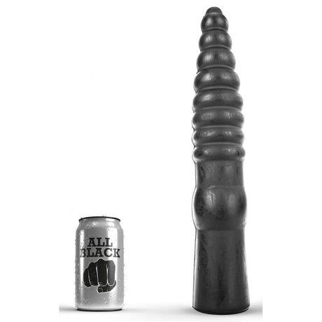 All Black Ribbed Dildo 33 x 6 cm