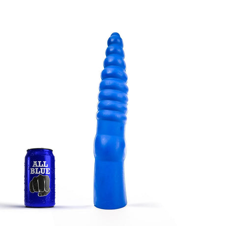 All Blue Ribbed Dildo 33 x 6 cm
