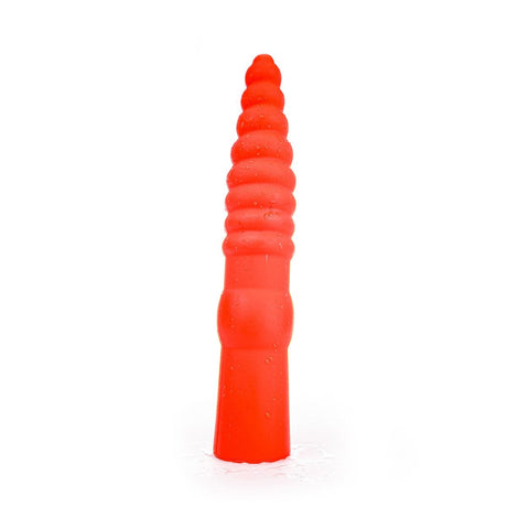 All Red Ribbed Dildo 33 x 6 cm