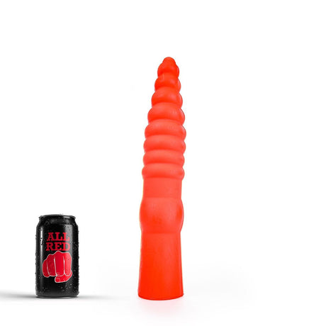 All Red Ribbed Dildo 33 x 6 cm