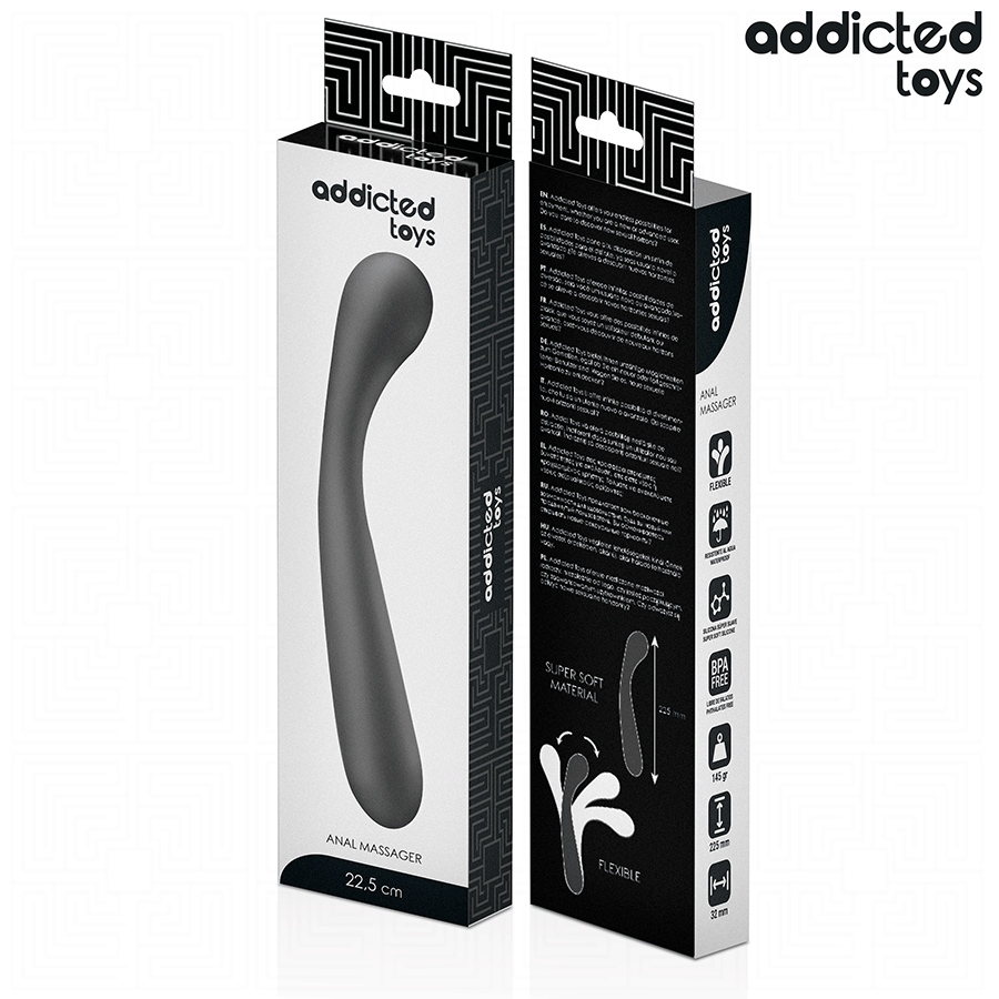 Anal-Massagestab gebogen Schwarz 22,5 x 3,5 cm