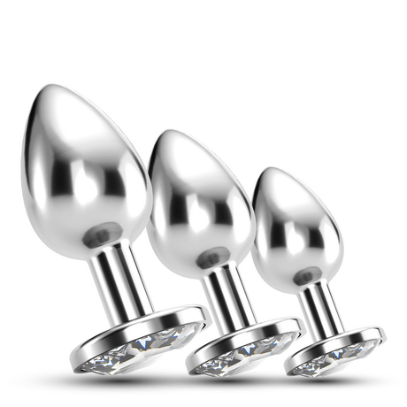 Anal-Set Bijou Train Trio 3 Schmuck-Plugs Silber 8,5 cm