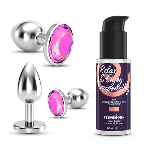 Anal-Set Bijou Wet Train Trio 3 Schmuck-Plugs mit Gleitgel Silber 8,5 cm – Ansicht 7