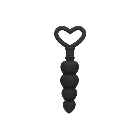 Analkette Ouch Love mit Herzgriff Schwarz 9 x 2,9 cm