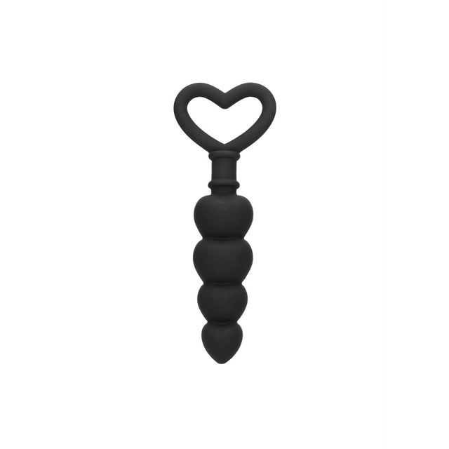 Analkette Ouch Love mit Herzgriff Schwarz 9 x 2,9 cm