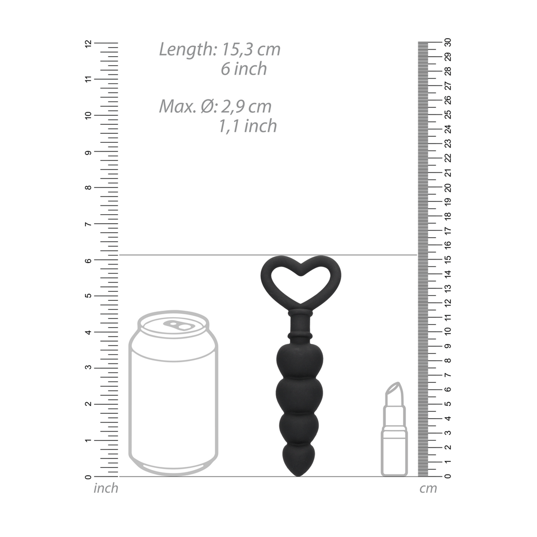 Analkette Ouch Love mit Herzgriff Schwarz 9 x 2,9 cm – Ansicht 5