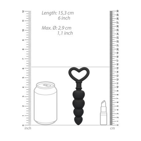 Analkette Ouch Love mit Herzgriff Schwarz 9 x 2,9 cm – Ansicht 5