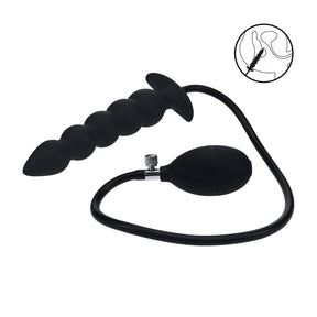 Analplug aufblasbar mit Perlenform aus Silikon Schwarz Ø 3,6 cm