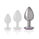 Analplug aus Aluminiummetall mit Violettem Kristall L 4 x 4 cm