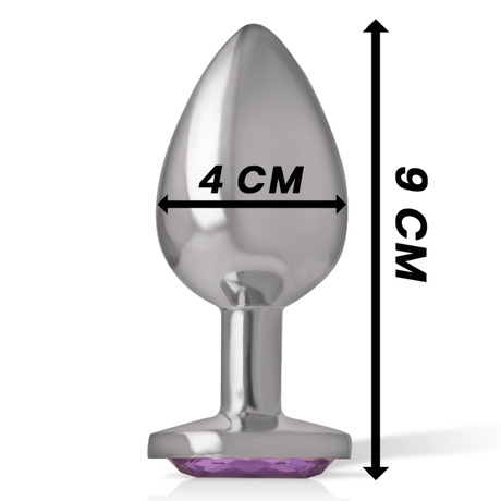 Analplug aus Aluminiummetall mit Violettem Kristall L 4 x 4 cm