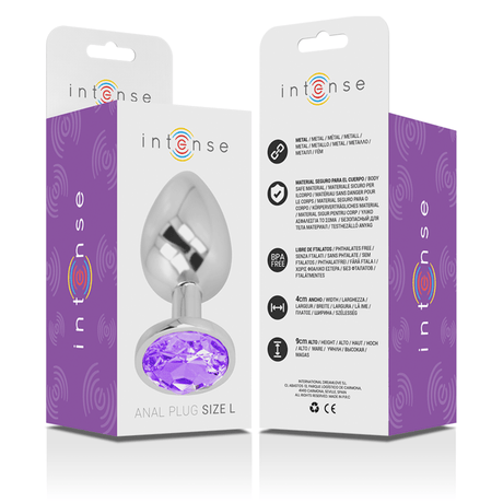 Analplug aus Aluminiummetall mit Violettem Kristall L 4 x 4 cm