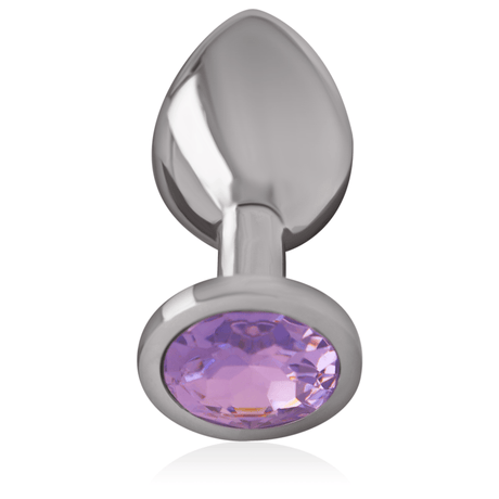 Analplug aus Aluminiummetall mit Violettem Kristall S 2,6 x 2,6 cm