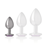 Analplug aus Aluminiummetall mit Violettem Kristall S 2,6 x 2,6 cm