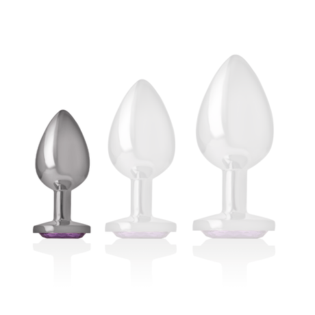Analplug aus Aluminiummetall mit Violettem Kristall S 2,6 x 2,6 cm