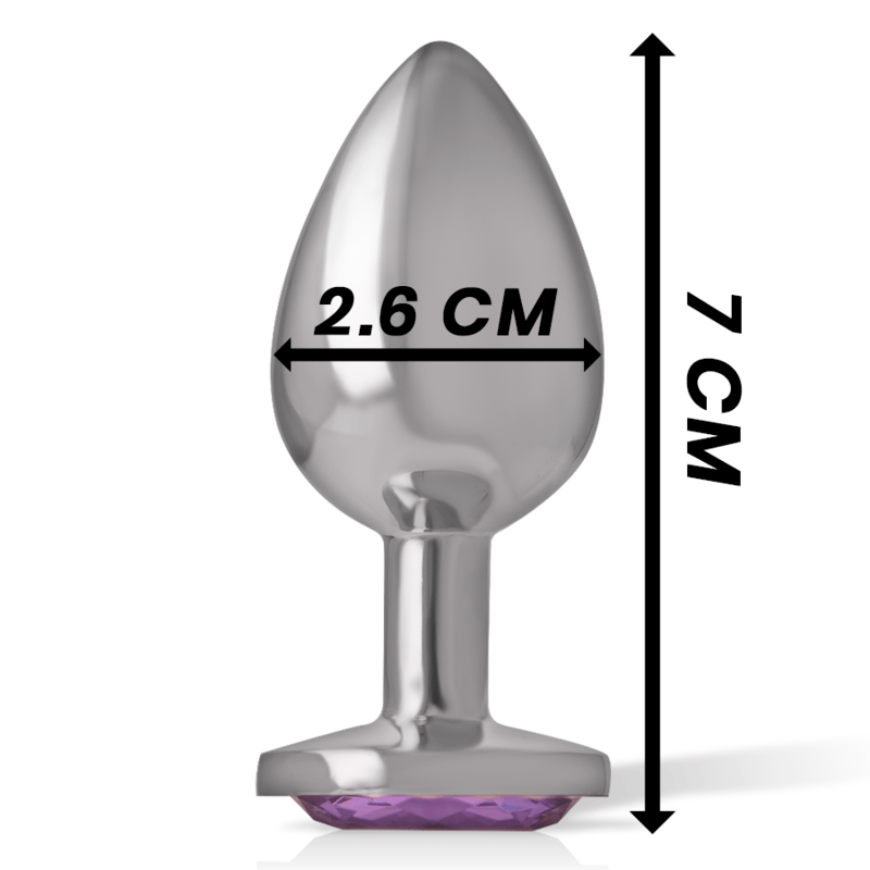 Analplug aus Aluminiummetall mit Violettem Kristall S 2,6 x 2,6 cm