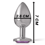 Analplug aus Aluminiummetall mit Violettem Kristall S 2,6 x 2,6 cm