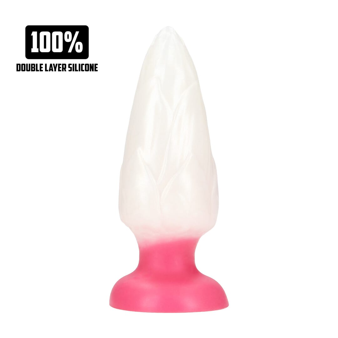 Analplug Chimera aus Silikon Weiß/Pink 15,5 x Ø 6 cm