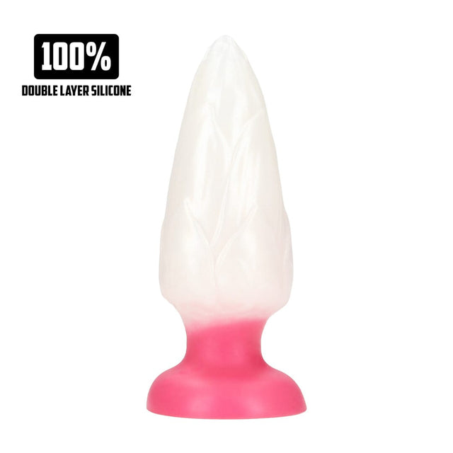 Analplug Chimera aus Silikon Weiß/Pink 15,5 x Ø 6 cm