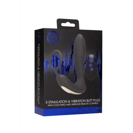 Analplug E-Stim mit Vibration und Penisring Schwarz 11,5 x Ø 3,3 cm – Ansicht 2